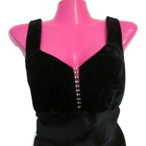 1990s vintage sexy black velvet rhinestone dress